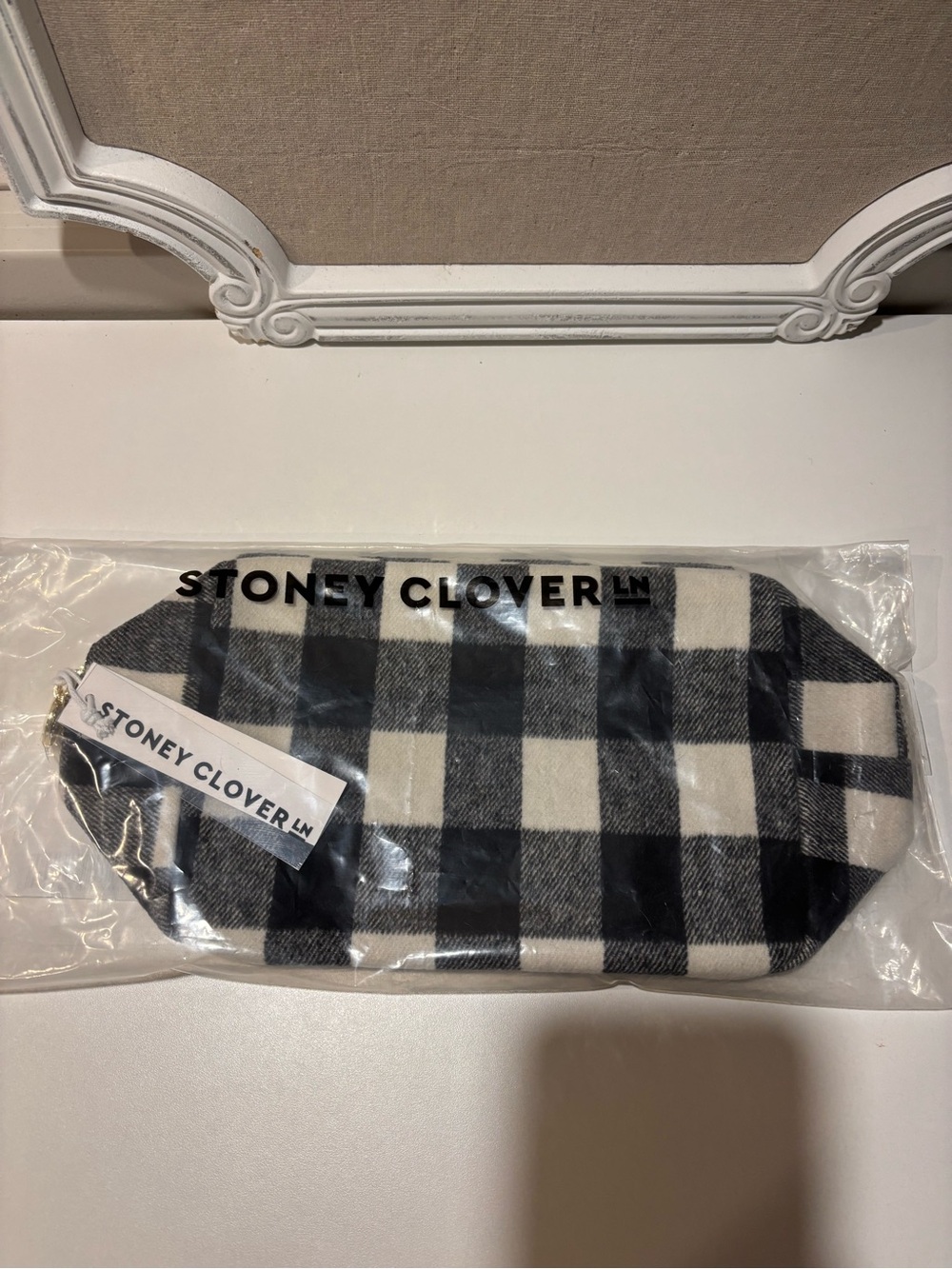 Stoney Clover Lane Large Pouch Noir Buffalo Plaid Destination London